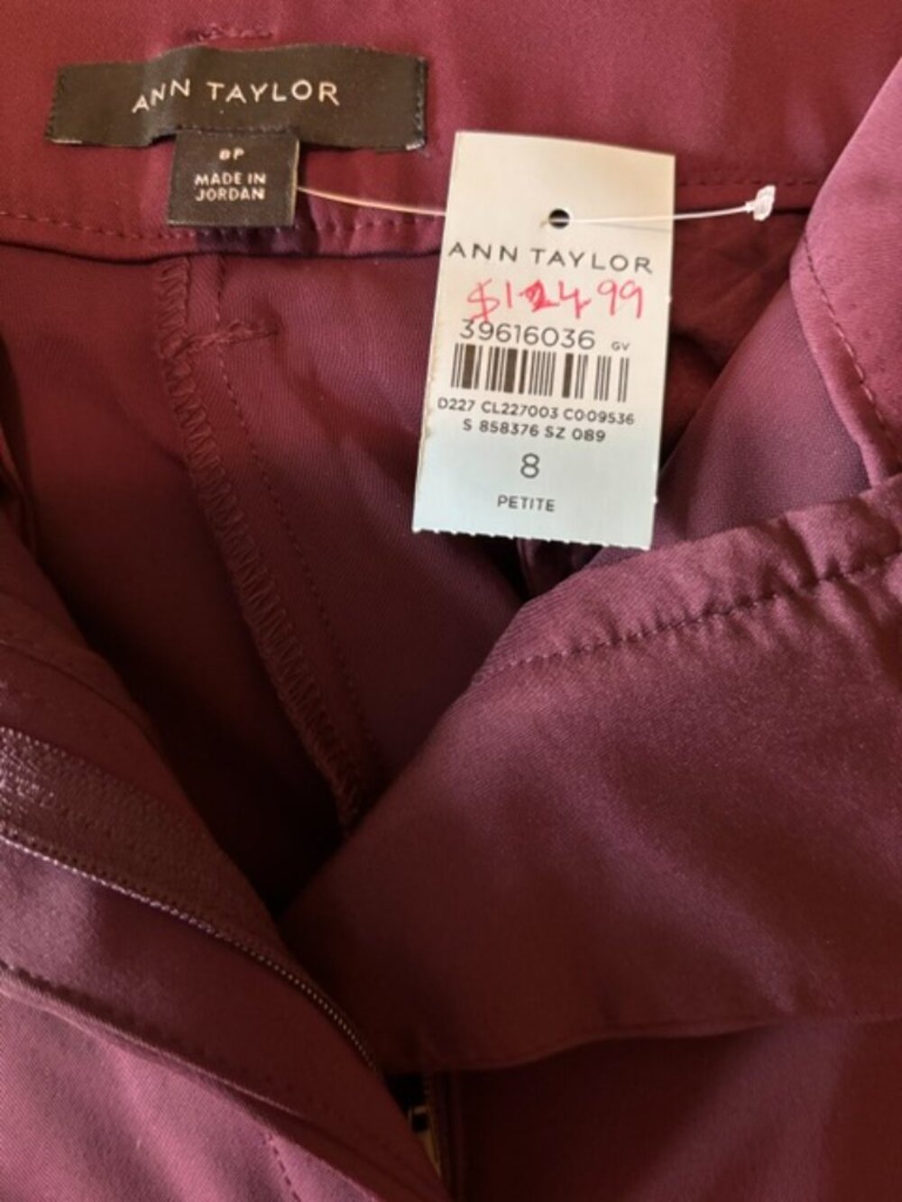 Ann Taylor Poised Plum Pleated Wide Leg Pant in Bi-Stretch Size 8 Petite - Picture 4 of 8